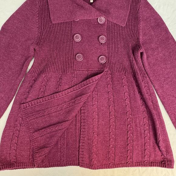 Caslon Shawl Collar Double-Breasted Cardigan Women M Pinkish Purple Red Wine - Picture 6 of 13